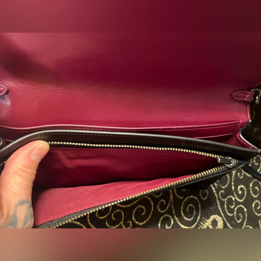 COACH Anna Purple & Black Color block Leather Crossbody Handbag Clutch